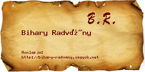 Bihary Radvány névjegykártya